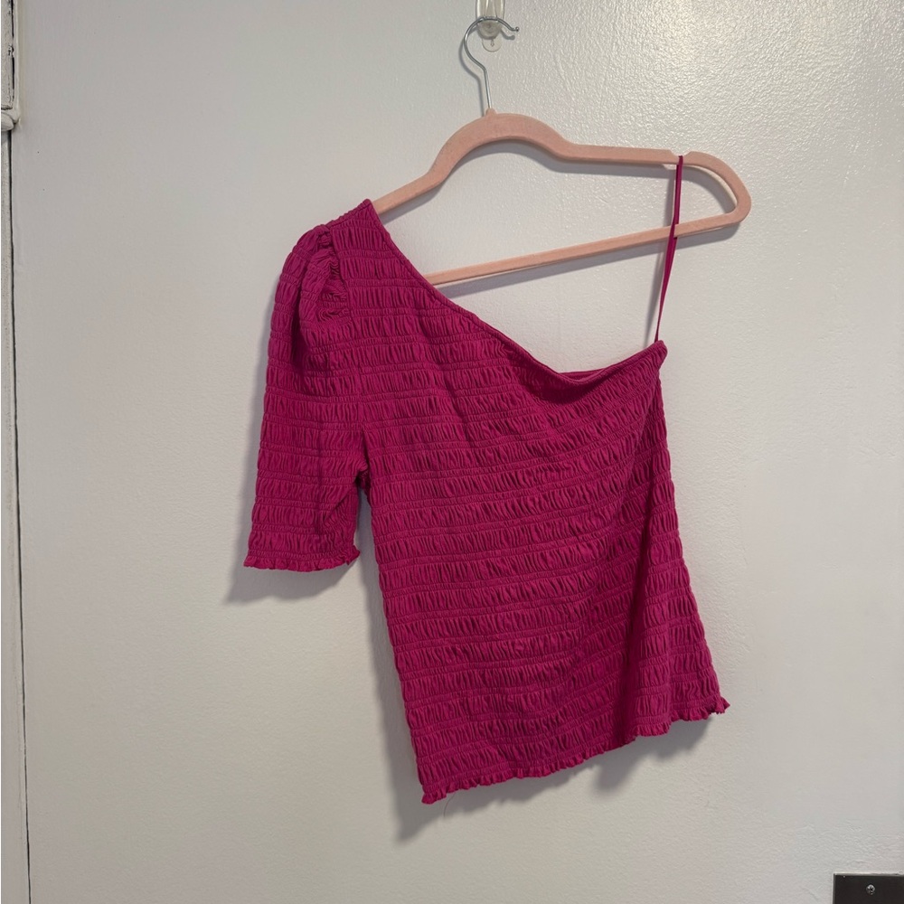 GAP Fuchsia One-Shoulder Blouse
